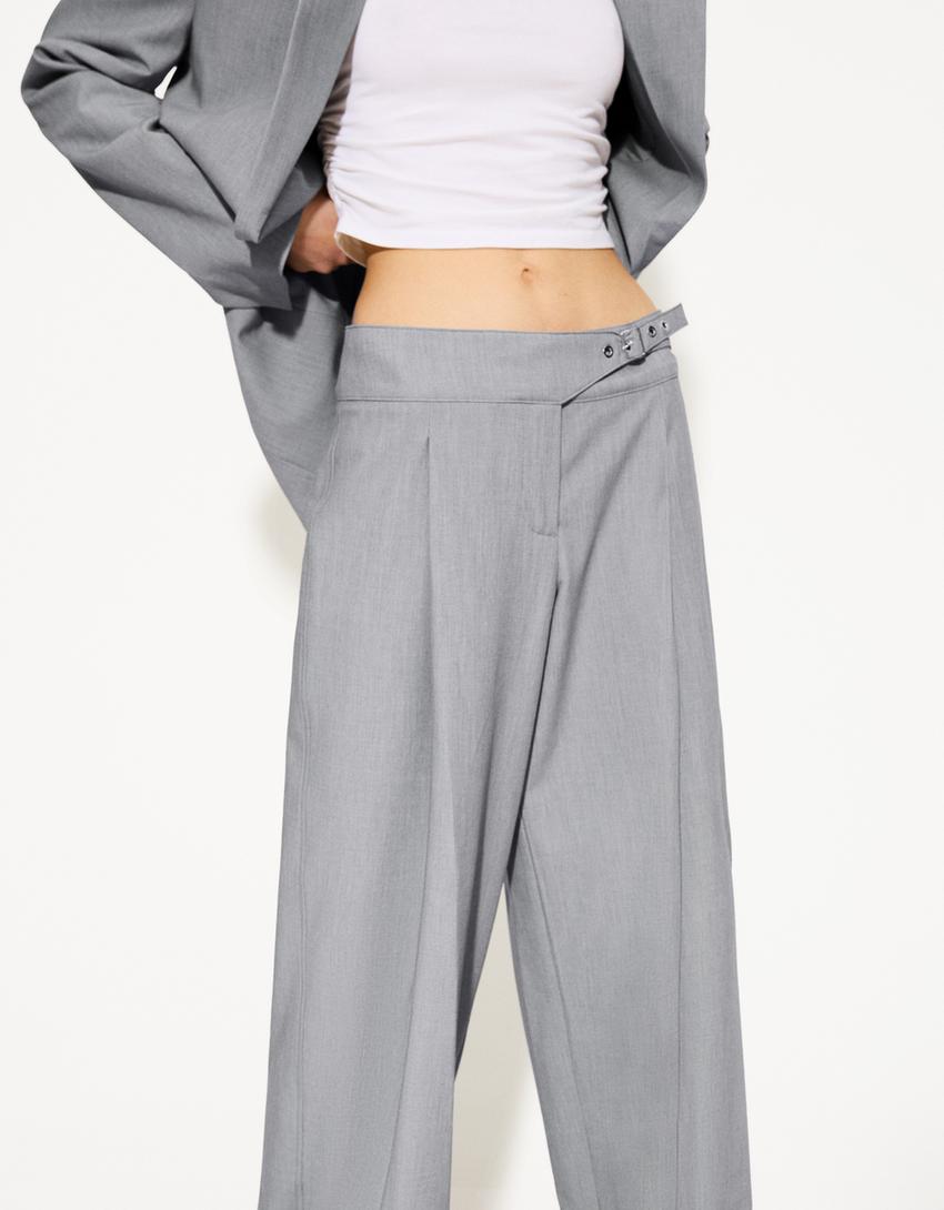 PLEATED BELTED TROUSERS