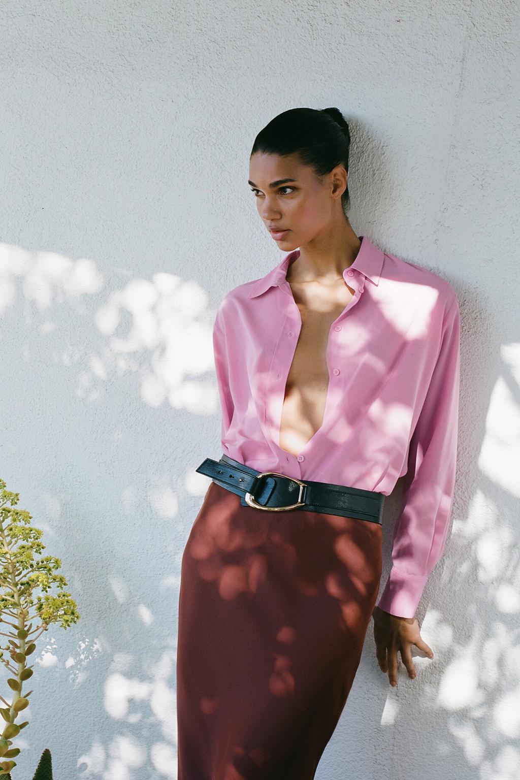 SATIN MIDI SKIRT