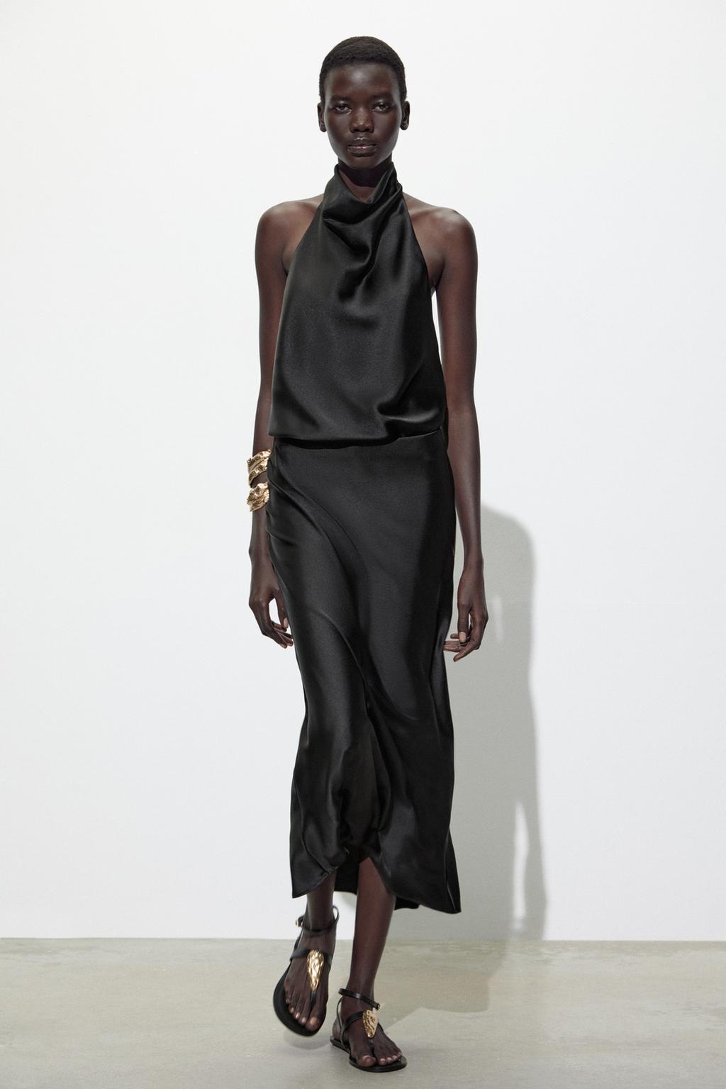 SATIN MIDI SKIRT