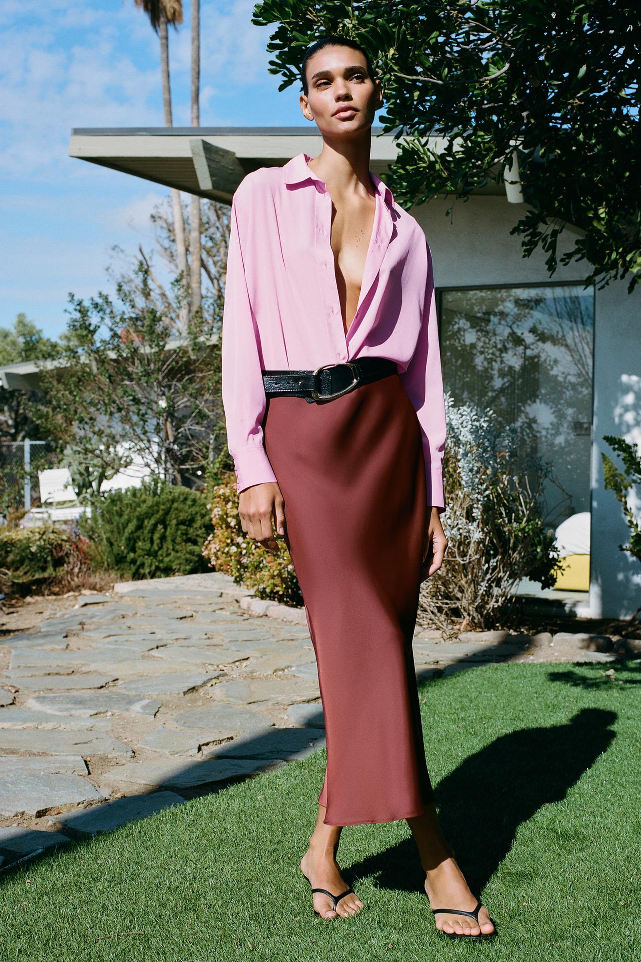SATIN MIDI SKIRT
