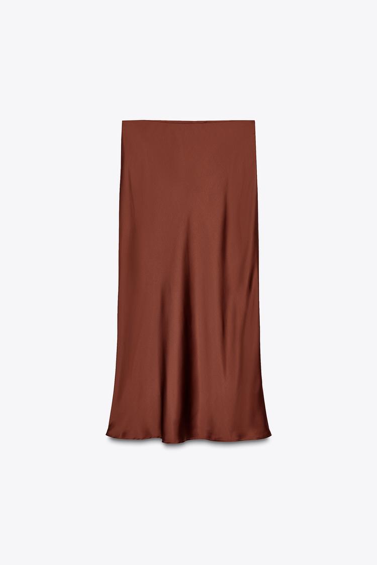 SATIN MIDI SKIRT