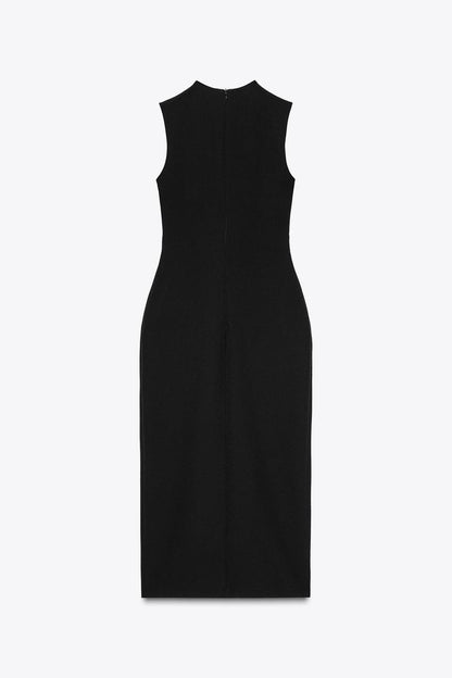 BELTED CREPE DRESS